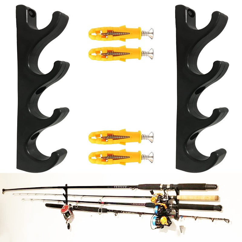 AUXPhome Horizontal Fishing Rod Rack, Plastic, 1-1/8 Inch Aperture, Holds 4 Rods, Easy Assembly, Save Space - Image 1